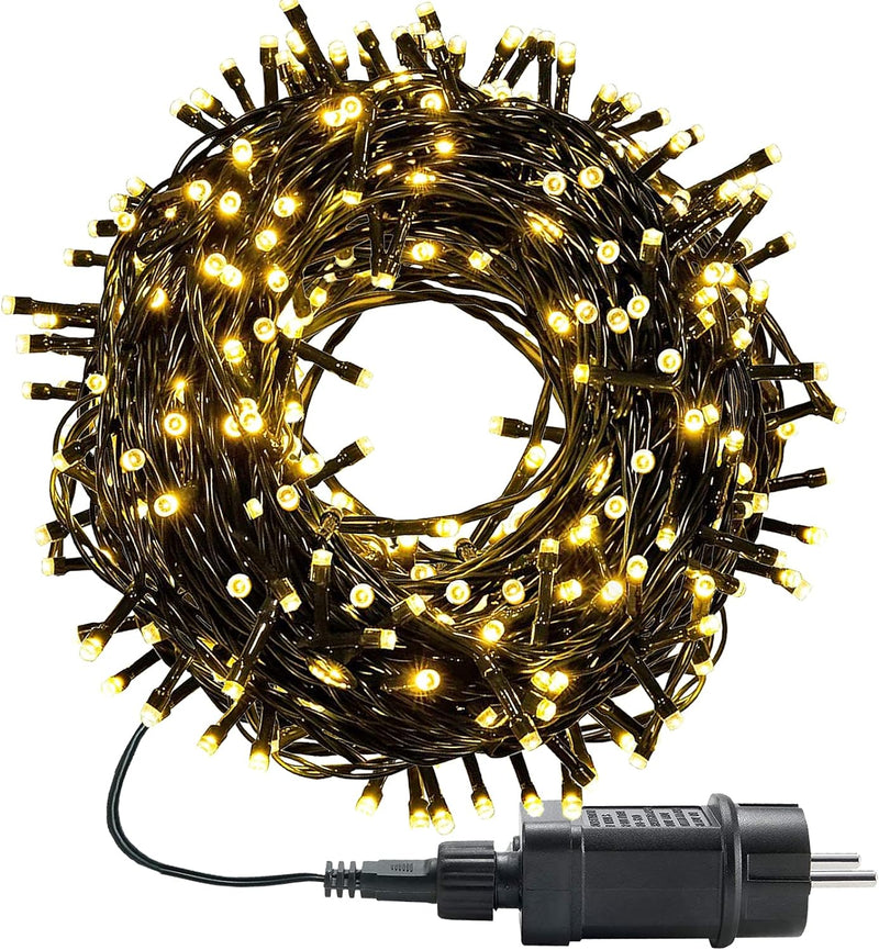 MOLVCE LED Lichterkette aussen und innen Warmweiss Weihnachtsbeleuchtung Lichterkette mit 8 Leuchtmo