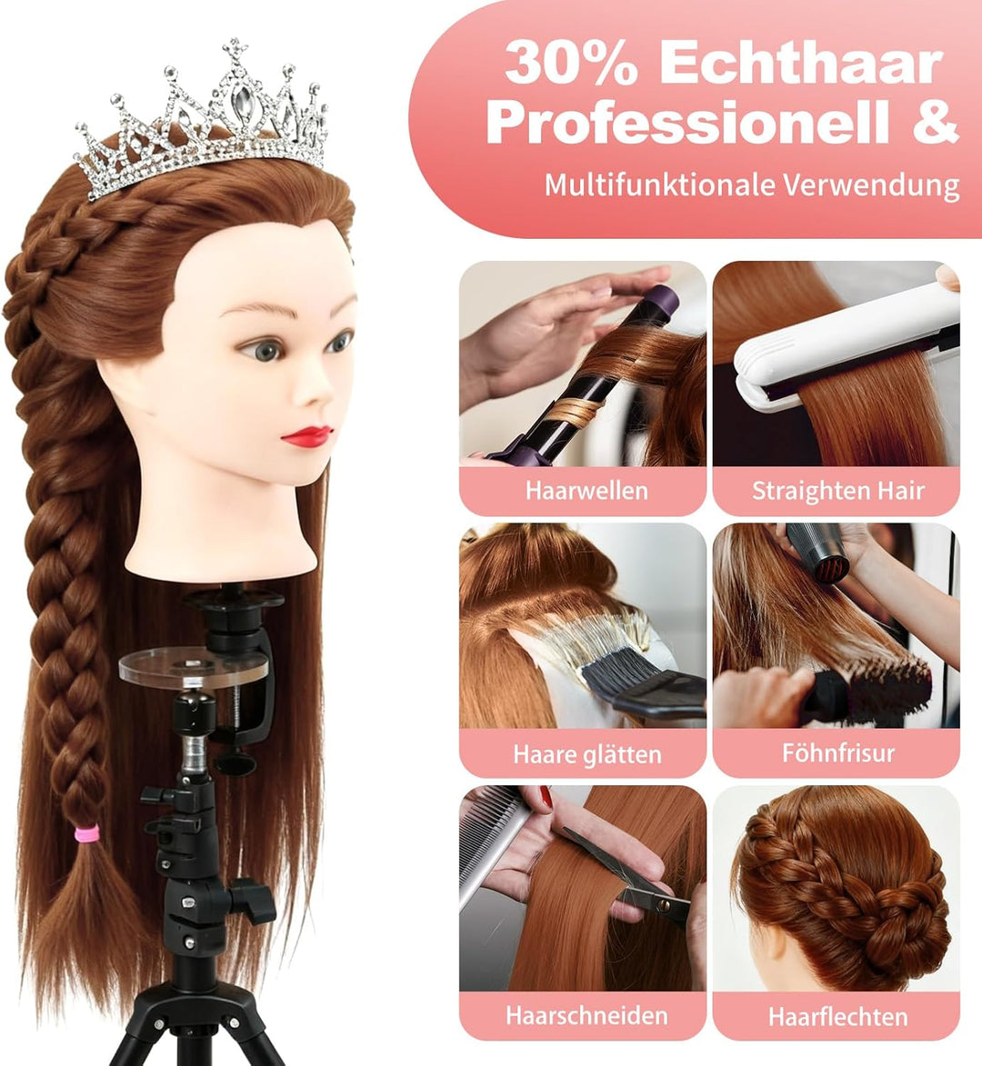 Frisierkopf Trainingsköpfe Übungskopf Friseur 28" Synthetik Haar Trainingskopf Frisurenkopf Puppenko