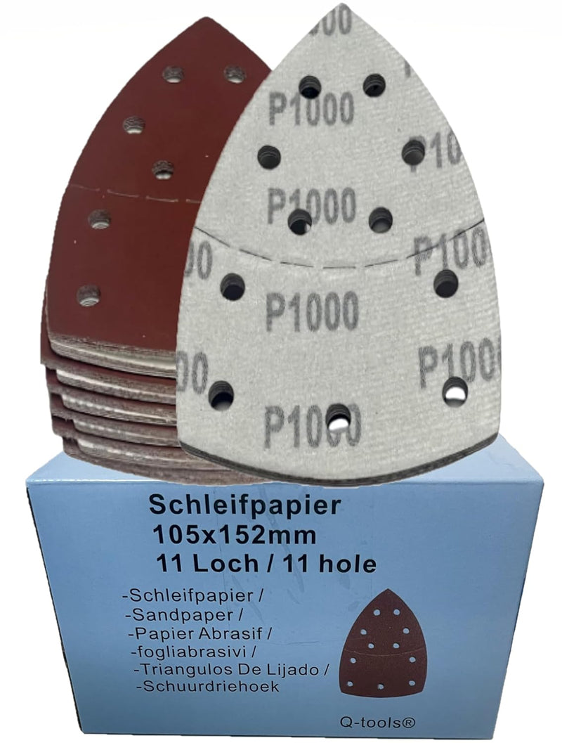 Schleifpapier Dreieckschleifer | Schleifpapier Multischleifer | 240-1.000 Körnung | je 20x Blatt | 1