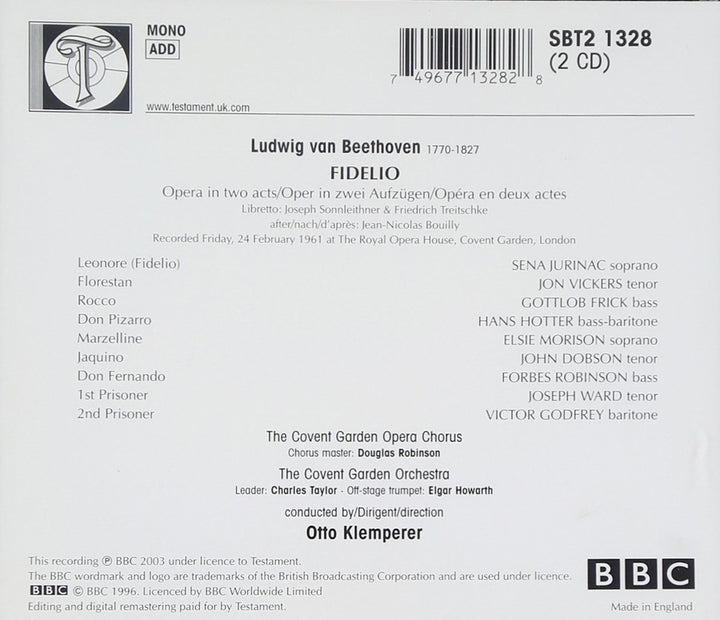 Fidelio - Covent Garden 1961, Audio-CD