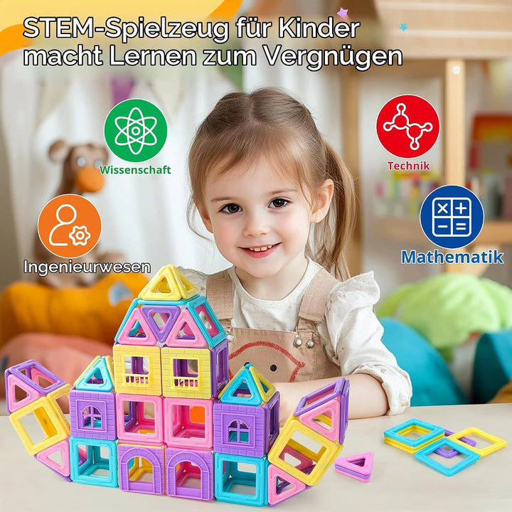Magnetische Bausteine 90 Teile Magnetbausteine Magnet Spielzeug Magnetspiele Montessori Magnetische