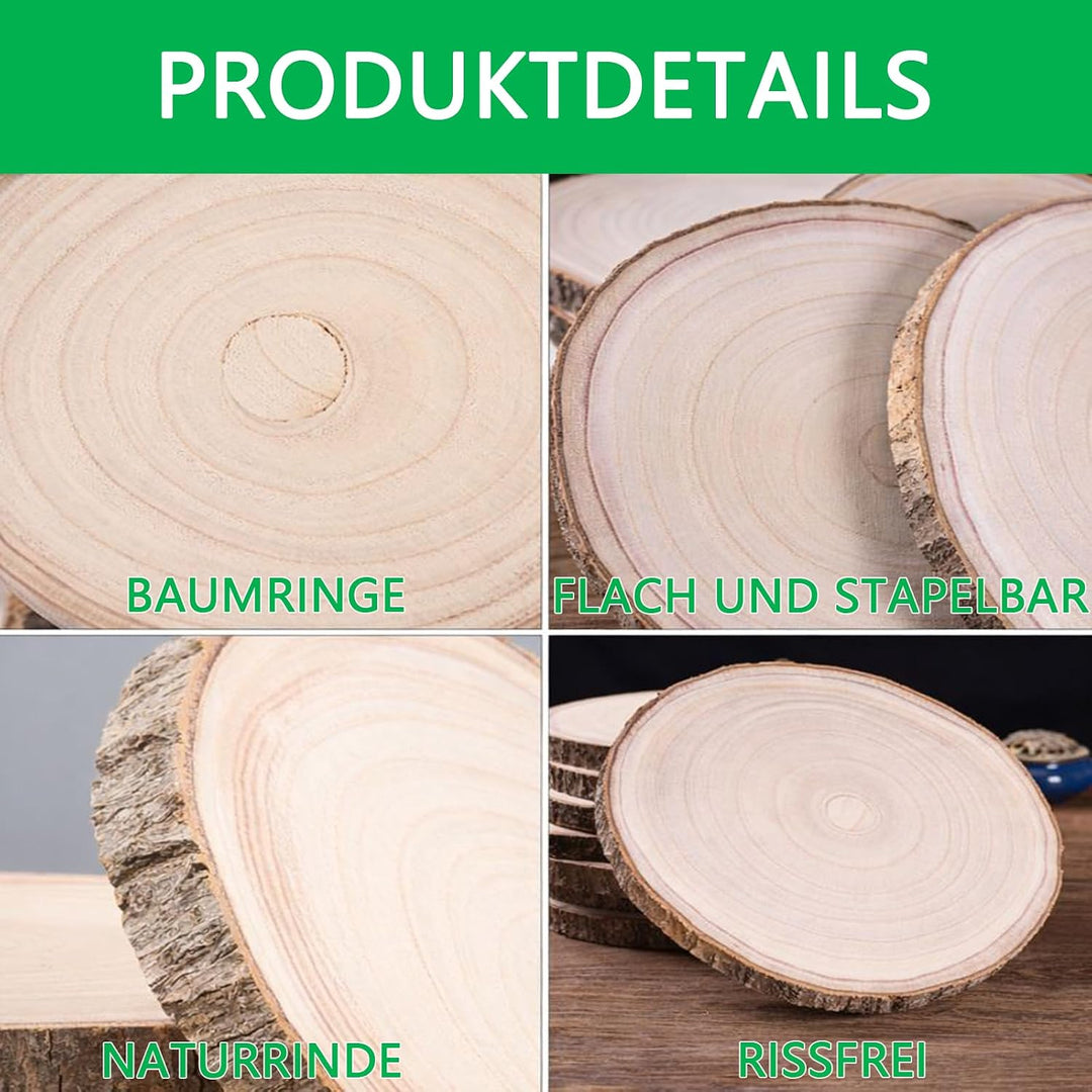 8 Stück Holzscheiben Set, 25 cm Rund Handwerk Holzscheiben für DIY Deko | ohne Loch Natürliche Baums