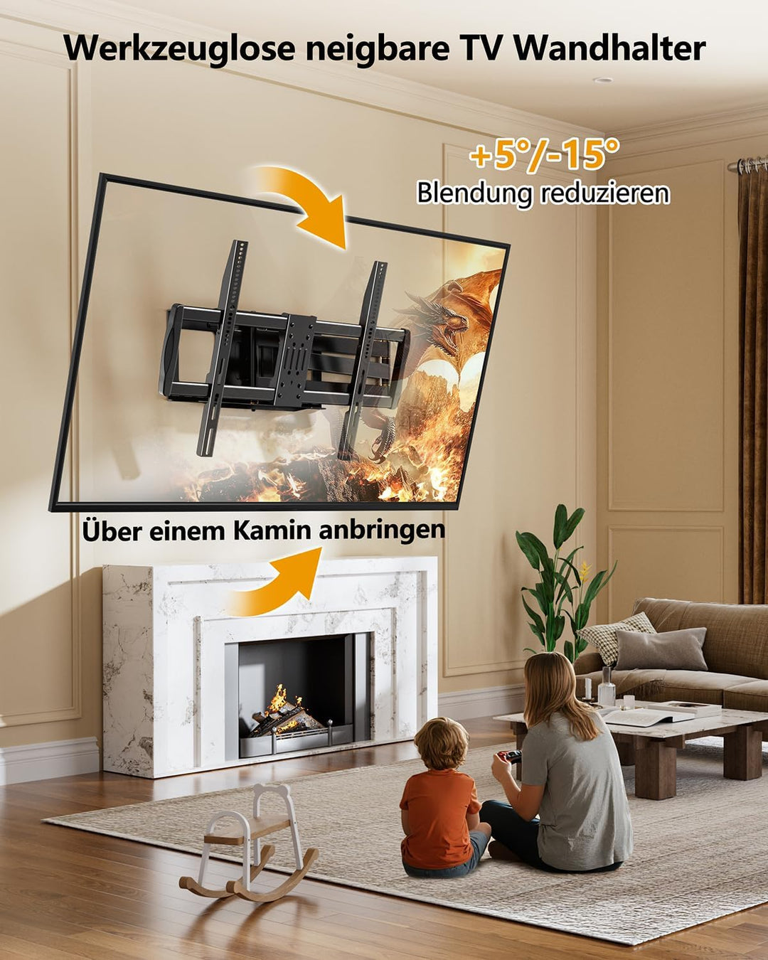 TV Wandhalterung mit 1090mm Langem Arm für 42-110 Zoll Fernseher bis 80kg WHYFONE Heavy Duty XXL Fer