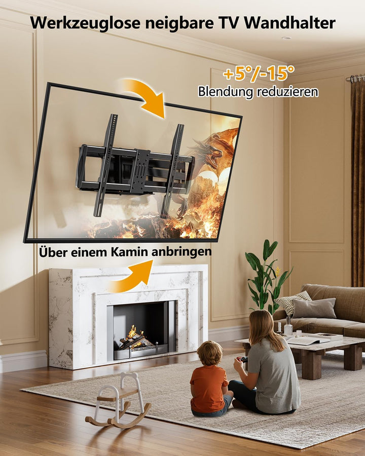 TV Wandhalterung mit 1090mm Langem Arm für 42-110 Zoll Fernseher bis 80kg WHYFONE Heavy Duty XXL Fer