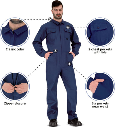 BWOLF ANAX Arbeitsoverall Herren Overall Herren Arbeitskleidung 100% Baumwolle Arbeitsoveralls mit 5