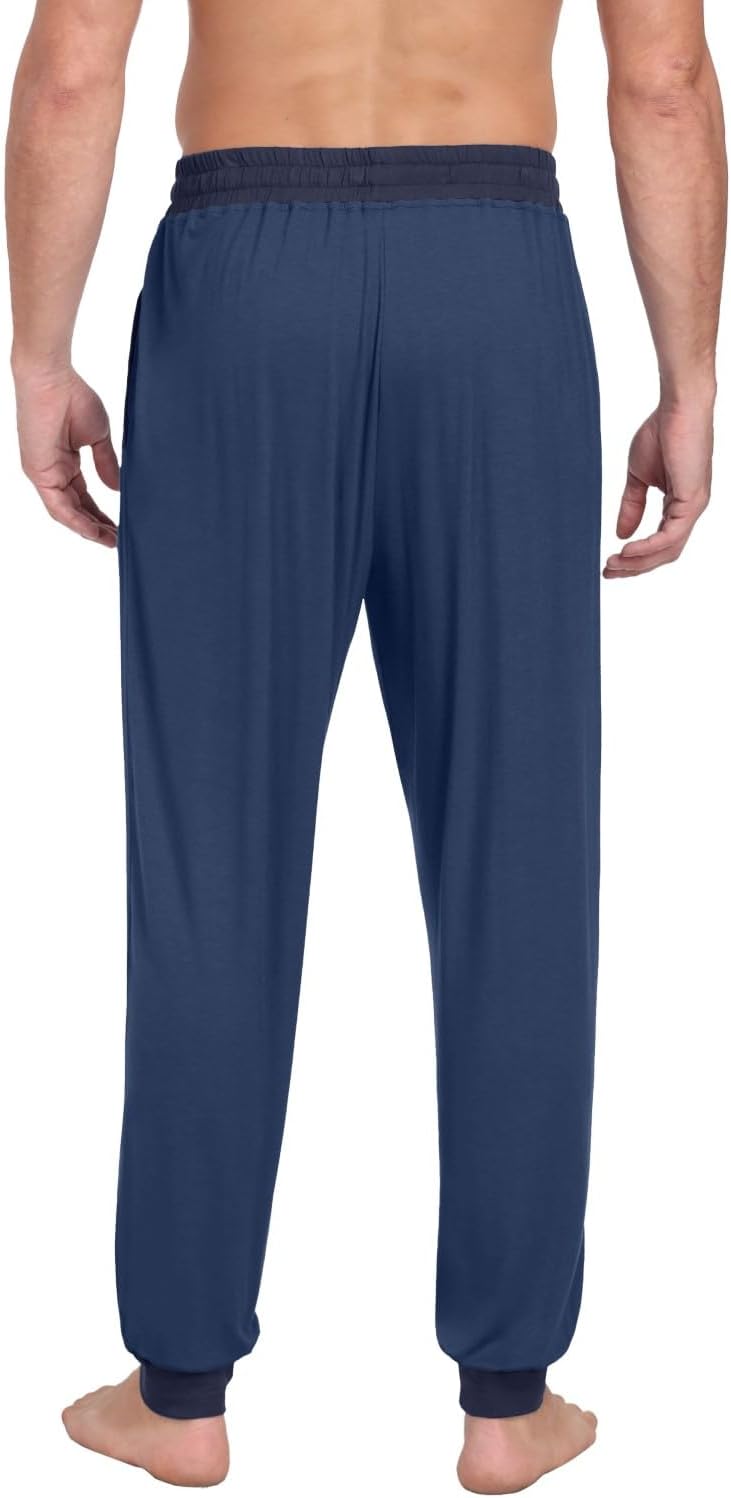 PrinStory Schlafanzughosen Für Herren Lang Pyjamahose Mit Taschen Elastischem Bund Schlafhose Lounge