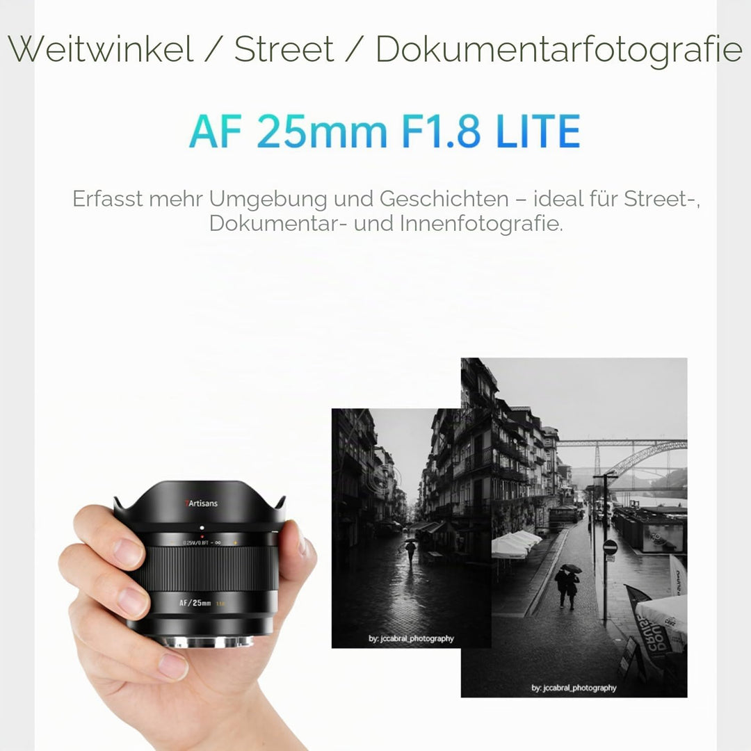 7artisans AF 25mm F1.8 Objektiv für Sony E (APS-C) – leichtes Weitwinkelobjektiv mit STM-AF, Metallb