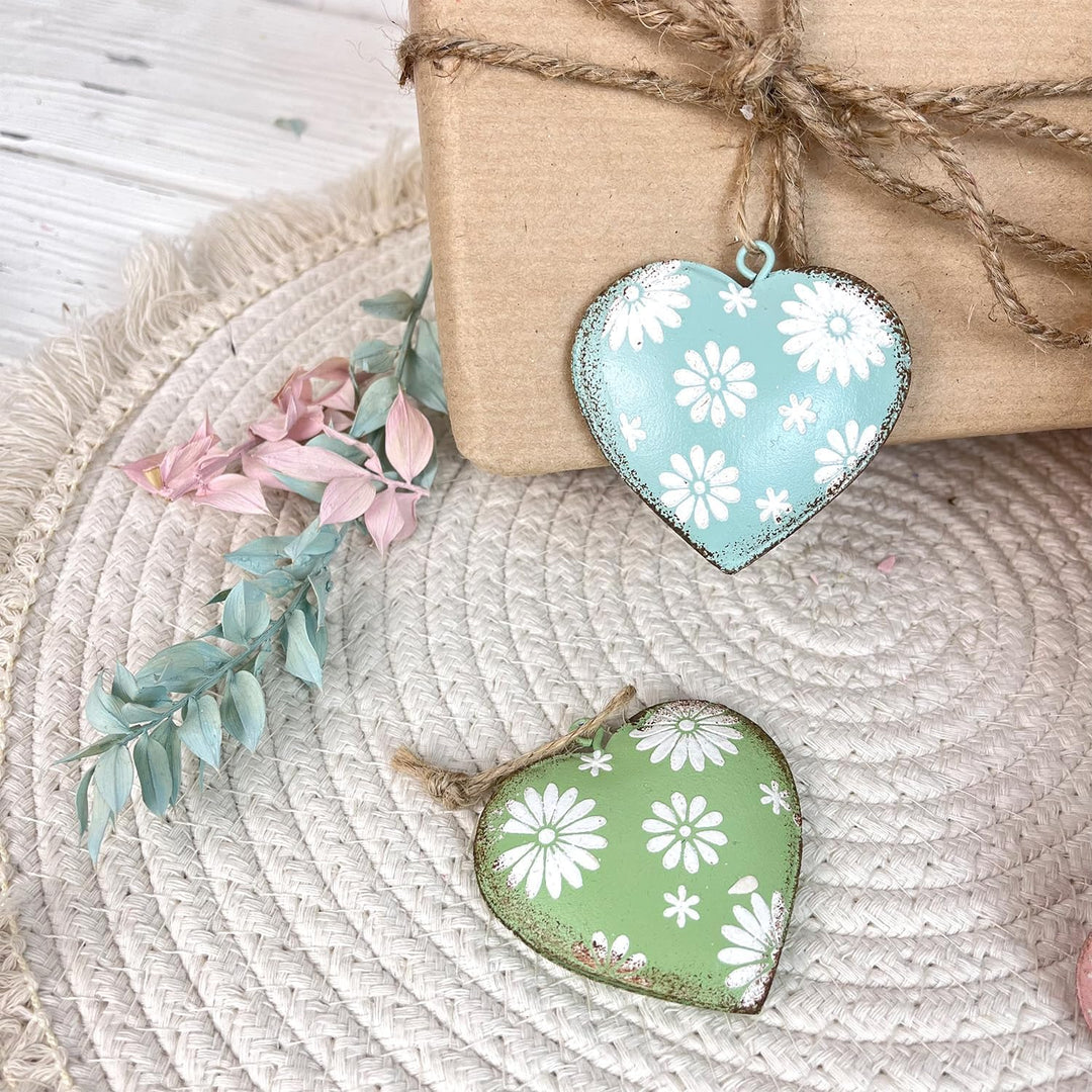 Logbuch-Verlag 12 Herzen zum Aufhängen Osteranhänger Anhänger Ostern Metall 5,5 cm Osterschmuck, Her