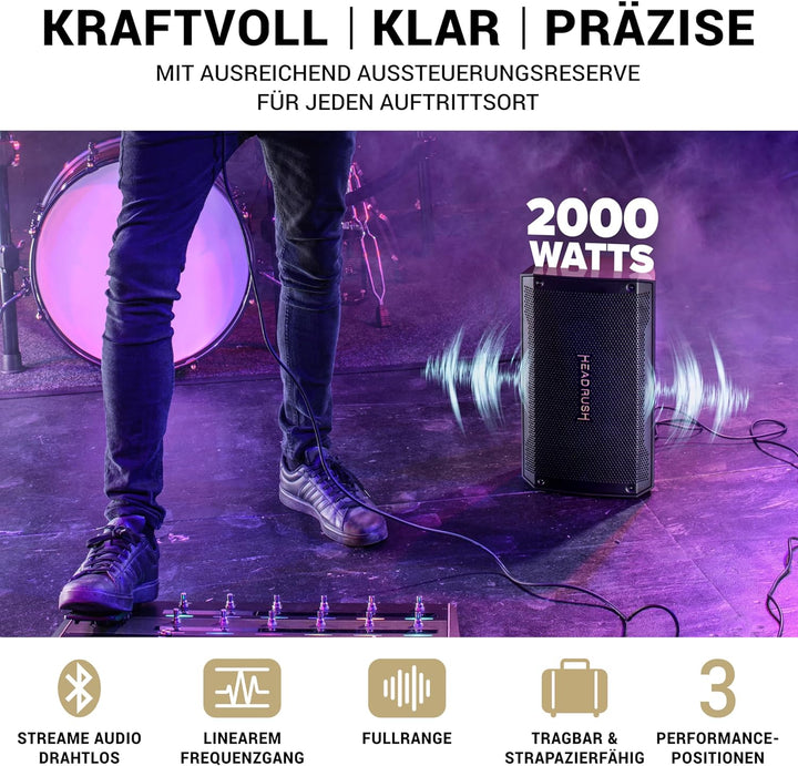 Headrush FRFR108 MKII - 2000W E Gitarre & Bass Amp, 8" Fullrange linearer Frequenzgang Bluetooth-Lau