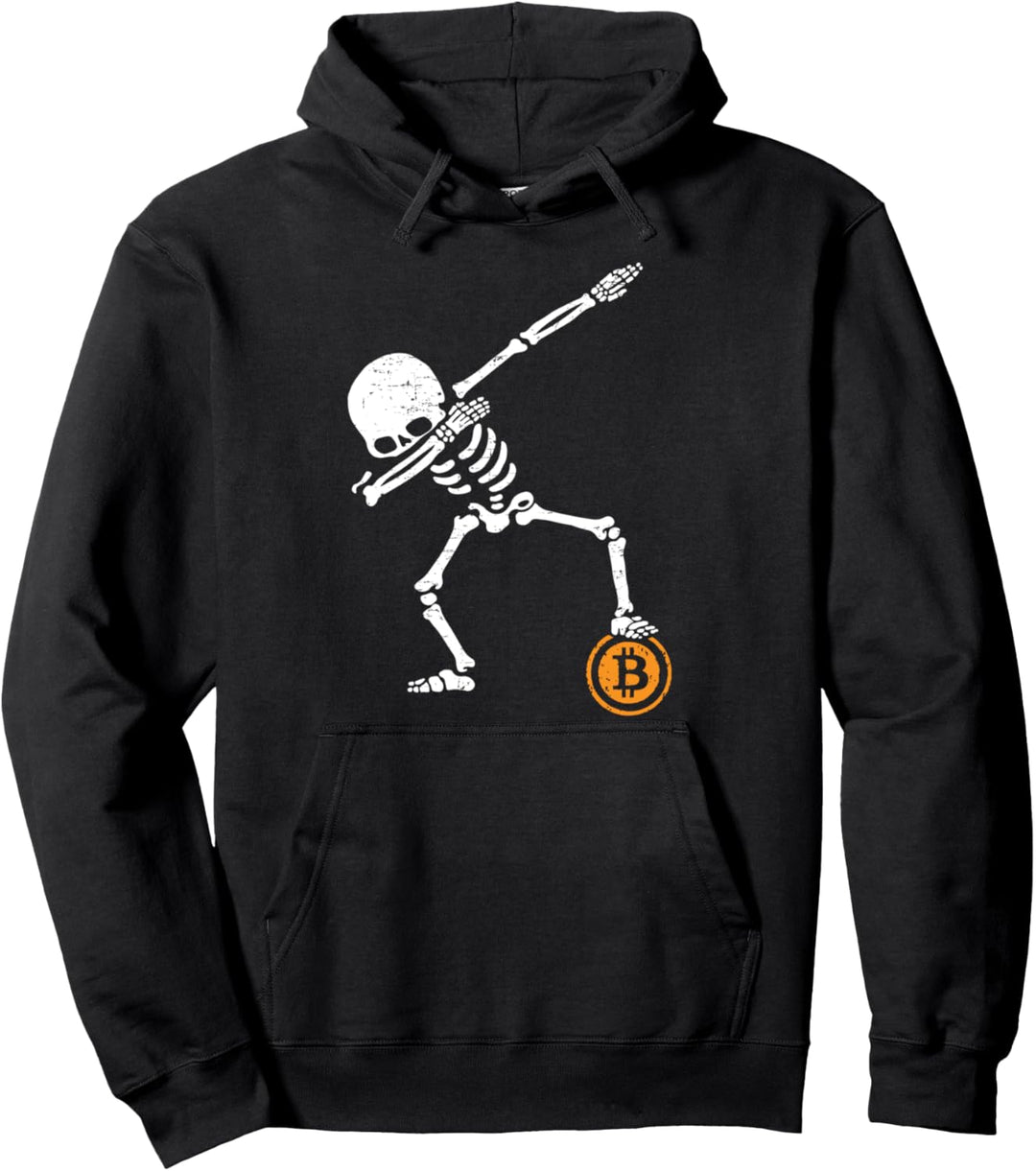 Dabbing Skelett Bitcoin Krypto Crypto Coin HODL BTC Logo Pullover Hoodie