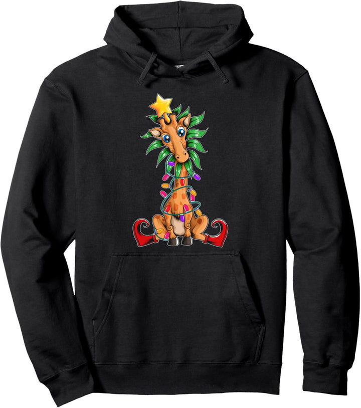Süsse Giraffe im Elfen Weihnachtsbaum Tannenbaum Weihnachten Pullover Hoodie