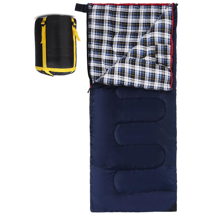 REDCAMP Cotton Flannel Sleeping Bag for Camping Backpacking, Adults Cold Weather Envelope Sleeping B