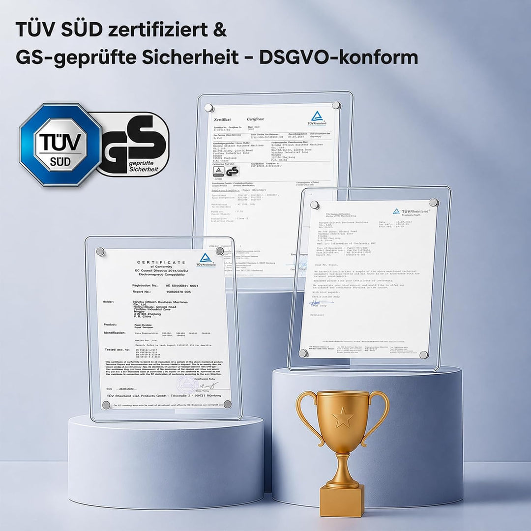 VidaTeco 20 Blatt P4 Reisswolf mit 60 Minuten Laufzeit Aktenvernichter,kreuzschnitt Papierschredder