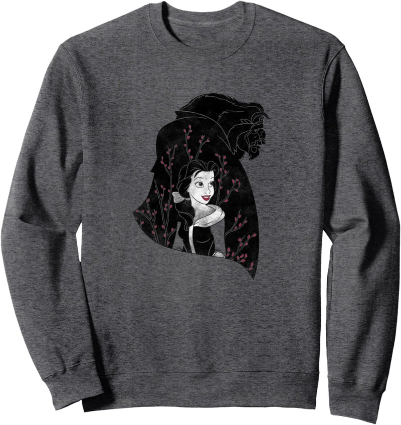 Disney Beauty & The Beast Silhouette Grayscale & Blossoms Sweatshirt