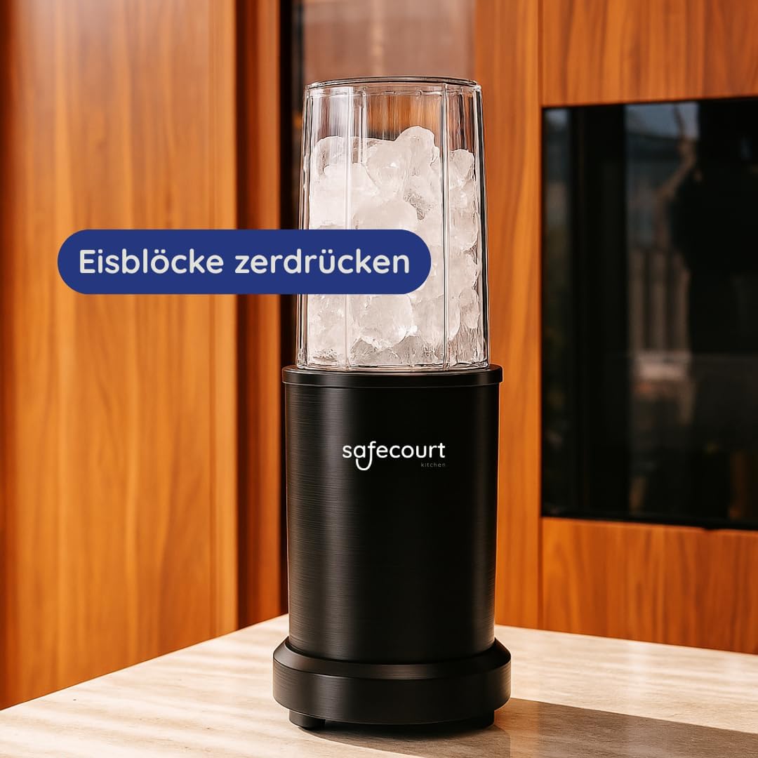 Safecourt Standmixer – Kraftvoller Smoothie Maker, Mixer & Blender To-Go [1000W] – für Smoothies, Sh