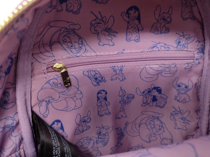 Loungefly Disney Lilo and Stitch Allover Print Damen Doppelstrap Schulter Tasche Purse, weiss