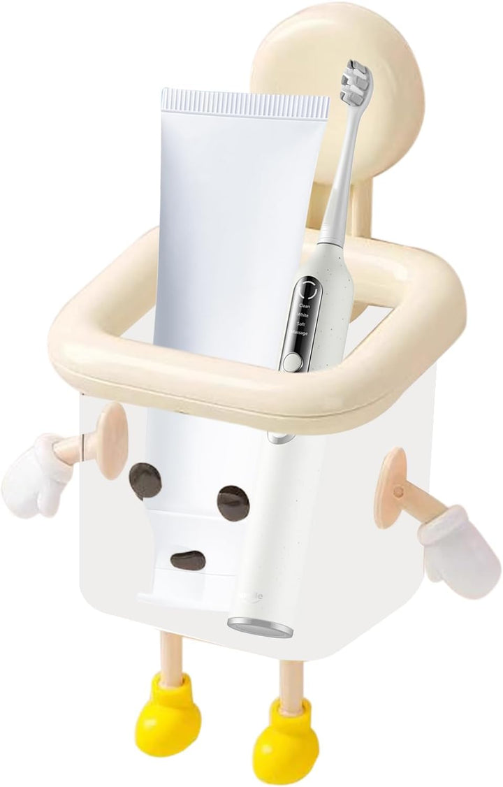 Saugnapf-Aufbewahrungshalter, Roboter, Cartoon-Badezimmer-Organizer, für Zahnbürste, Kosmetik, Wandm