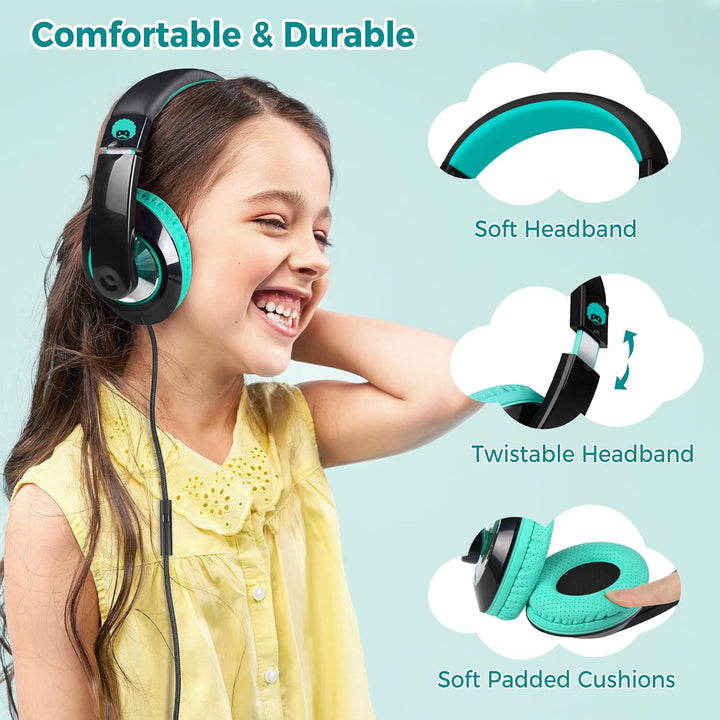 RockPapa Comfort+ Kinder Kopfhörer für Schule Jungen, Kopfhörer Kinder mit Kabel, Einstellbar, Lauts