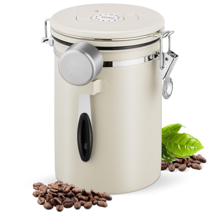 Kaffeedose Luftdicht 1kg Bohnen, 2,8 L Kaffeebohnen Behälter Mit EdelstahllöFfel Und Zeiterfassungsa