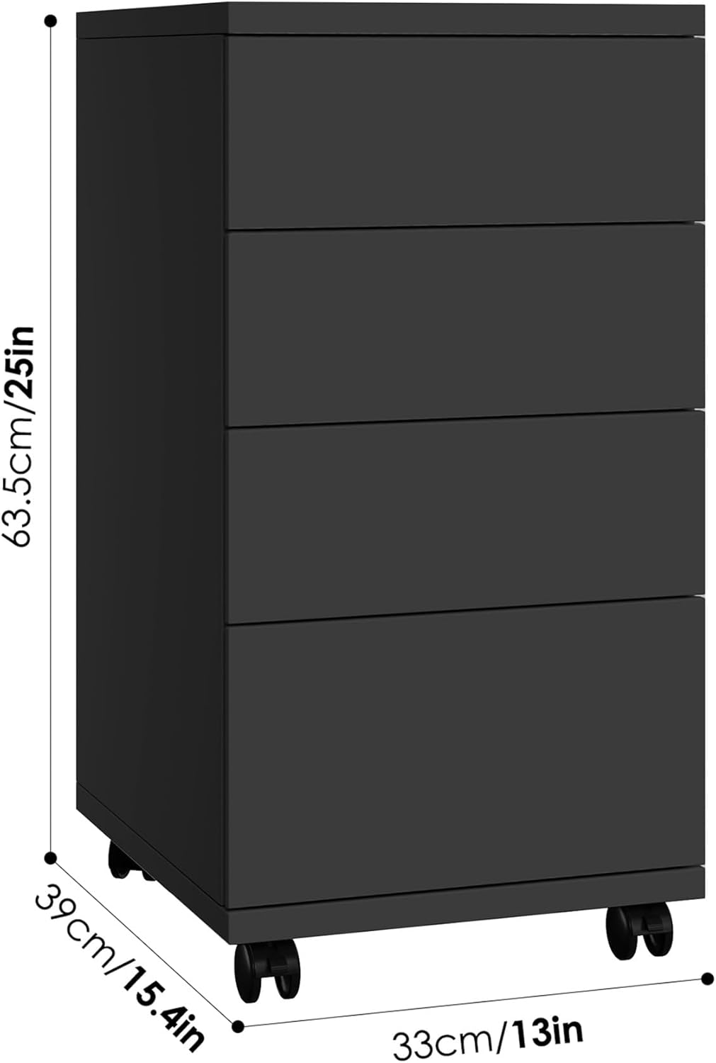 HOCSOK Rollcontainer mit Schubladen, Rollcontainer schreibtisch mit Rollen, Büroschrank unter dem Sc