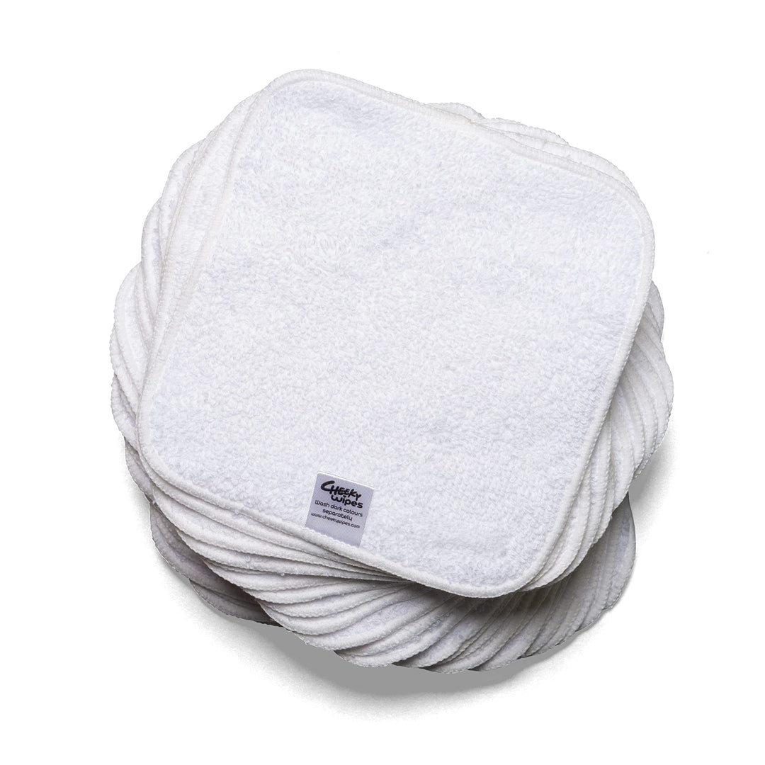 Cheeky Wipes - Babytücher aus Baumwolle, weiss, 25 Stück - 15 x 15 cm