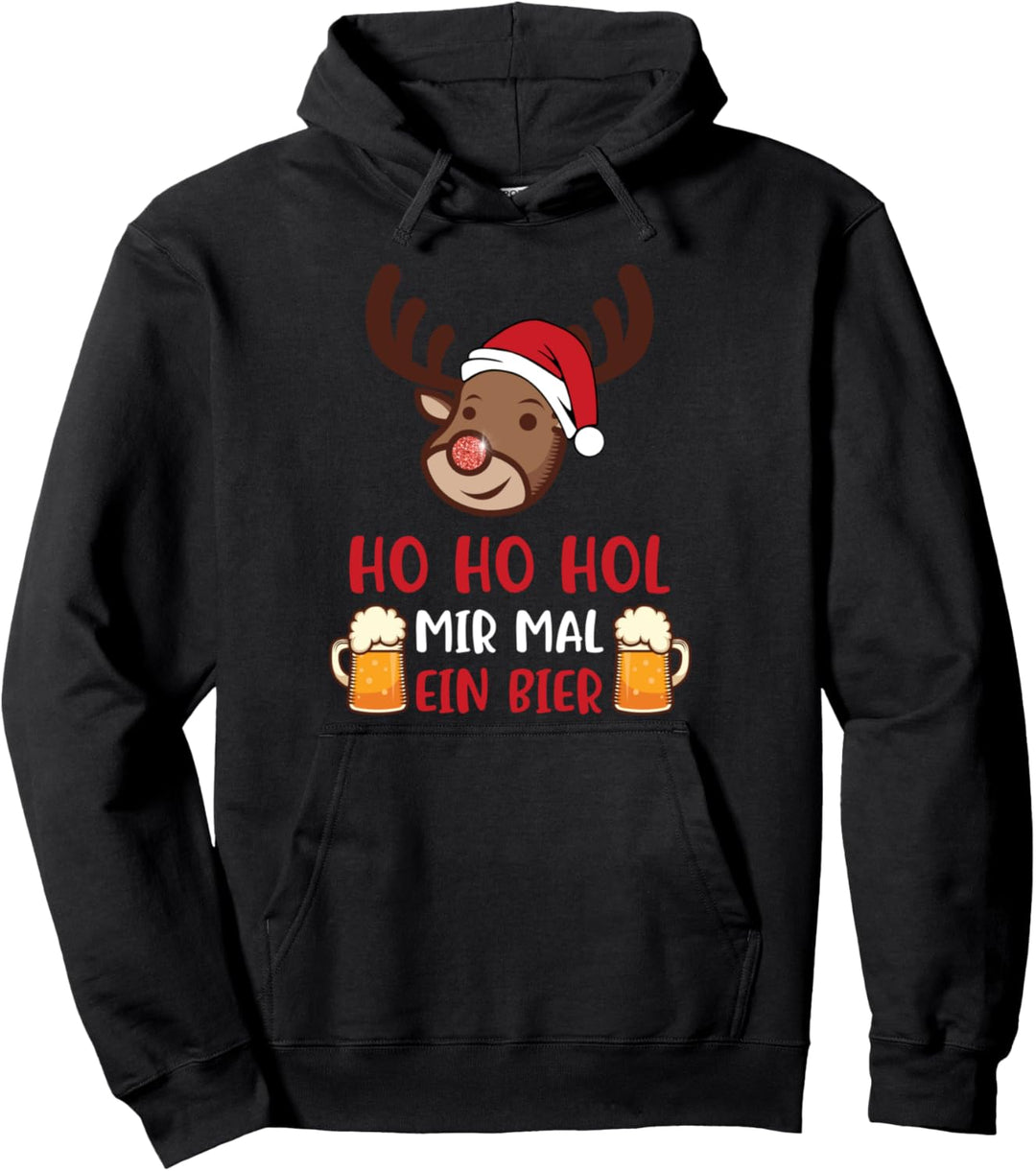 Ho ho hol mir mal ein Bier Weihnachten Rentier Rudolf Pullover Hoodie