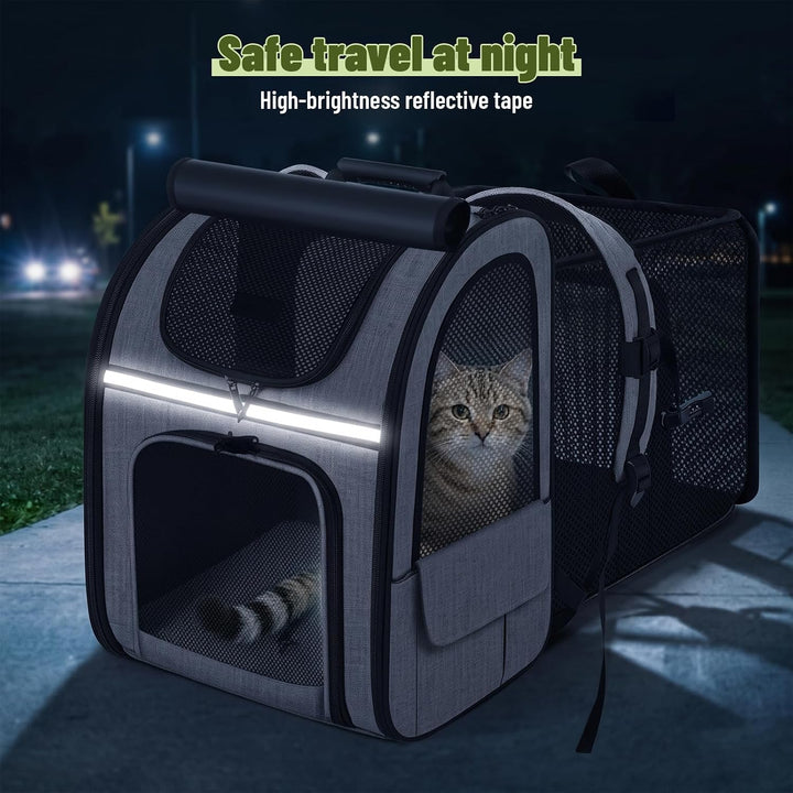 Hunderucksack Erweiterbar - Hunderucksack Bis 8kg, Faltbare Katzen Rucksack für Katzen Hunde mit Inn