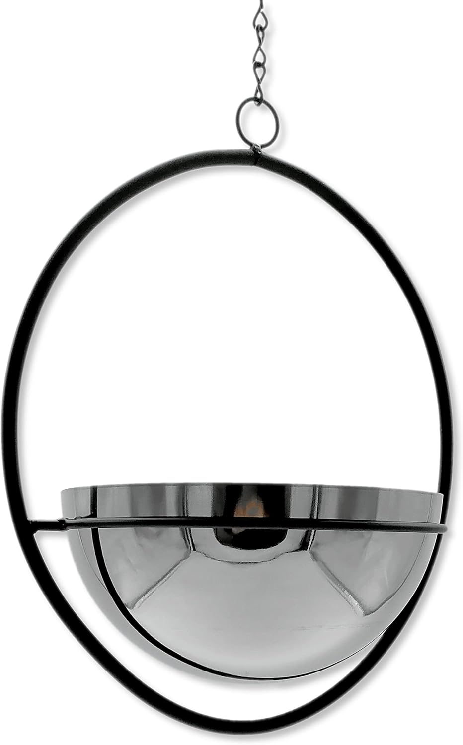 DARO DEKO Metall Blumen-Ampel mit Rahmen schwarz Silber 29 x 69cm Blumentopf hängend Hängeampel, 29
