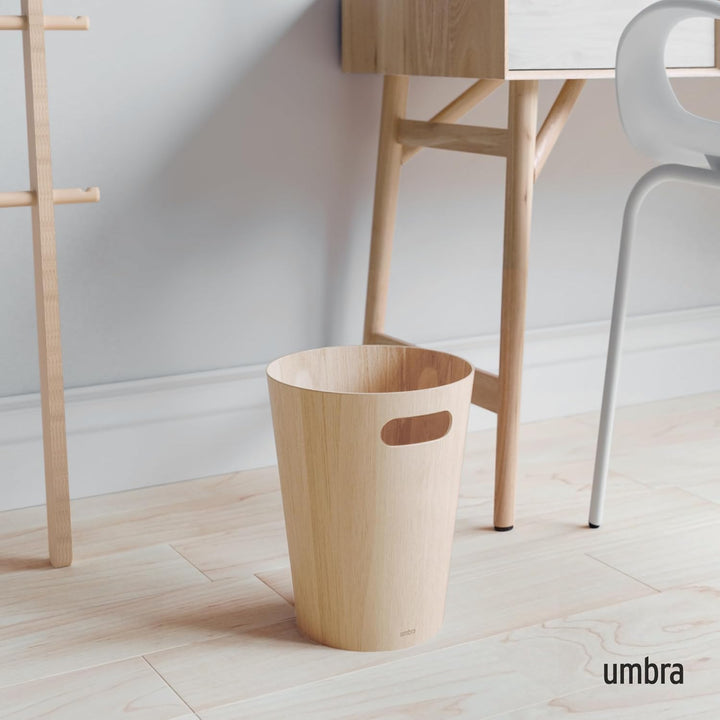 Umbra Woodrow Abfalleimer Holz, 7, 5l, Natur, Natur