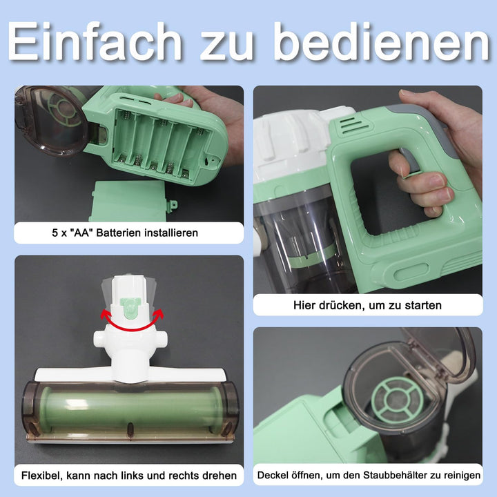 BAYMI 3-in-1 Kinderstaubsauger, Spielzeug Staubsauger für Kinder ab 3 Jahren, Spielzeugstaubsauger m