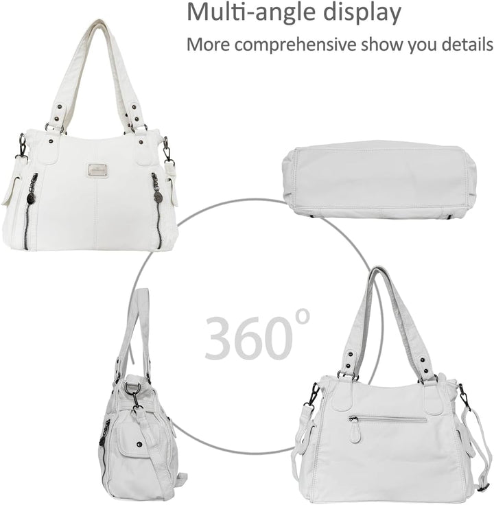 NICOLE &amp; DORIS Women Hobo bags shoulder bags Washed Leather Totes Crossbody with Multiple Compartmen