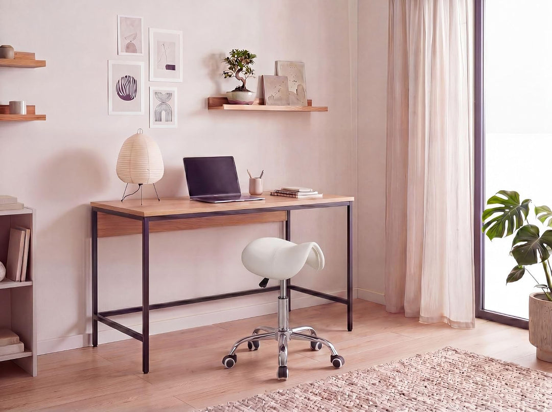 FineBuy Menton - Sattel-Hocker | Arbeitshocker mit Kunstleder-Bezug | Sitzhocker ist höhenverstellba