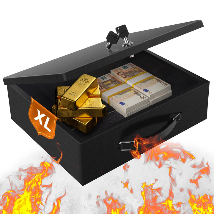 Feuerfeste Dokumentenbox, tresor feuerfest mit Schlüsselschloss und Griff, feuerfeste geldkassette f