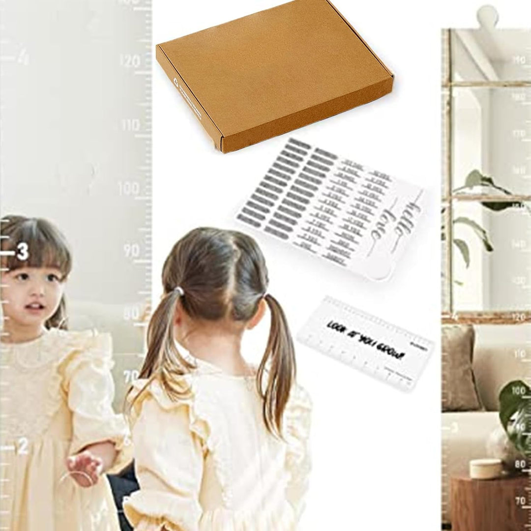 Wachstumstabelle Spiegel, Growth Chart Mirror Mit 6 Acrylspiegel, Aufklebern, Acryllineal, Wachstums