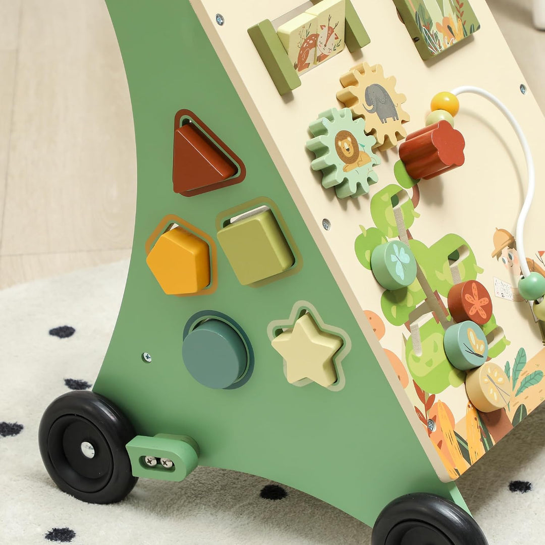 AIYAPLAY Lauflernwagen Holz Montessori Lauflernhilfe Xylophon Grün