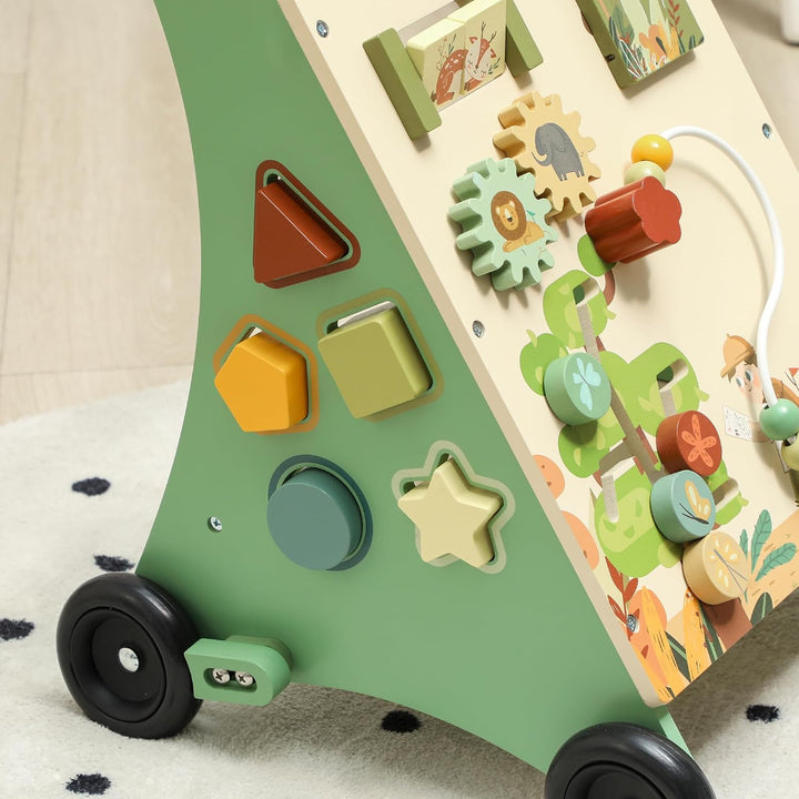 AIYAPLAY Lauflernwagen Holz Montessori Lauflernhilfe Xylophon Grün