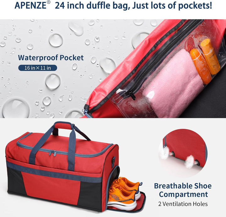 Apenze 65L Sporttasche & Reisetasche Herren Gross - mit Schuhfach und Nassfach - Gym Bag Tasche für