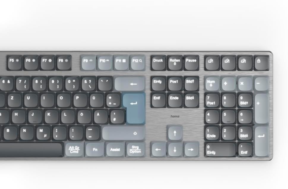 Hama mechanische Tastatur kabellos (Multi-Device 1x Funk, 2X Bluetooth für PC, Laptop, Tablet, Gamin