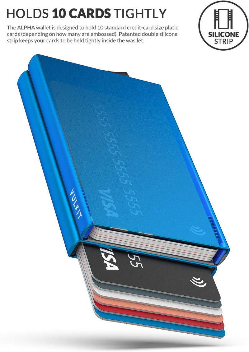 VULKIT Kartenetui Metall mit RFID NFC Schutz Karten Geldbörse Herren Geldbeutel Doppelt Karten Etui
