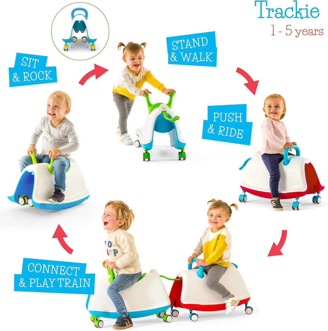 Chillafish Trackie 4-in-1: Wippe, lauflernhilfe, rutschauto & Zug spielen für Kinder 1-5 Jahre, mit