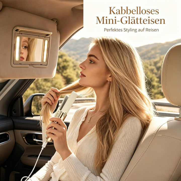 Glätteisen Mini Kabellos 5000mAh Akku, 2 in 1 Glätteisen Locken und Glätten | Reiseglätteisen Mini f