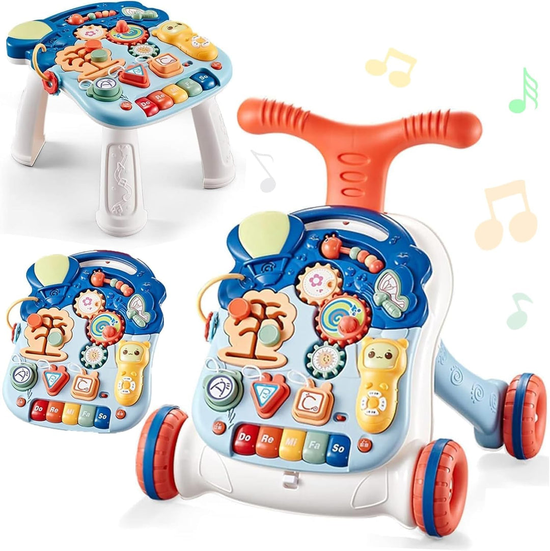 Lauflernwagen Kippsicher Baby Walker,Montessori-inspiriertes Spielzeug,Abnehmbares Musikpanel,Laufle