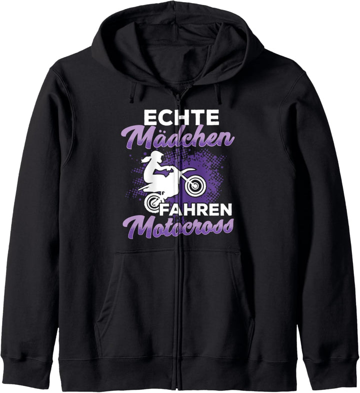 Echte Mädchen fahren Motocross Dirtbike Offroad Motorrad Kapuzenjacke
