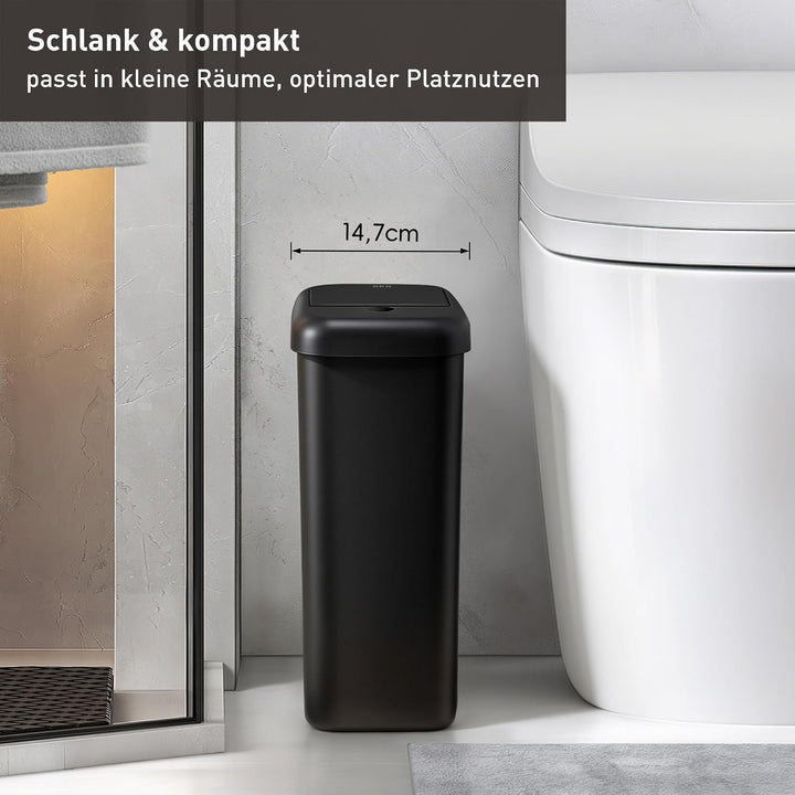 EKO Automatischer Badezimmer-Mülleimer mit Deckel, 10L Schlanker Sensor Abfalleimer, Wasserdichter B