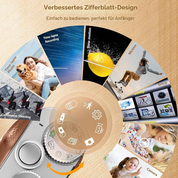 CAMKORY Digitalkamera 4K Fotokamera 48MP mit 32G Karte Autofokus Optischer Sucher Kamera Fotokamera