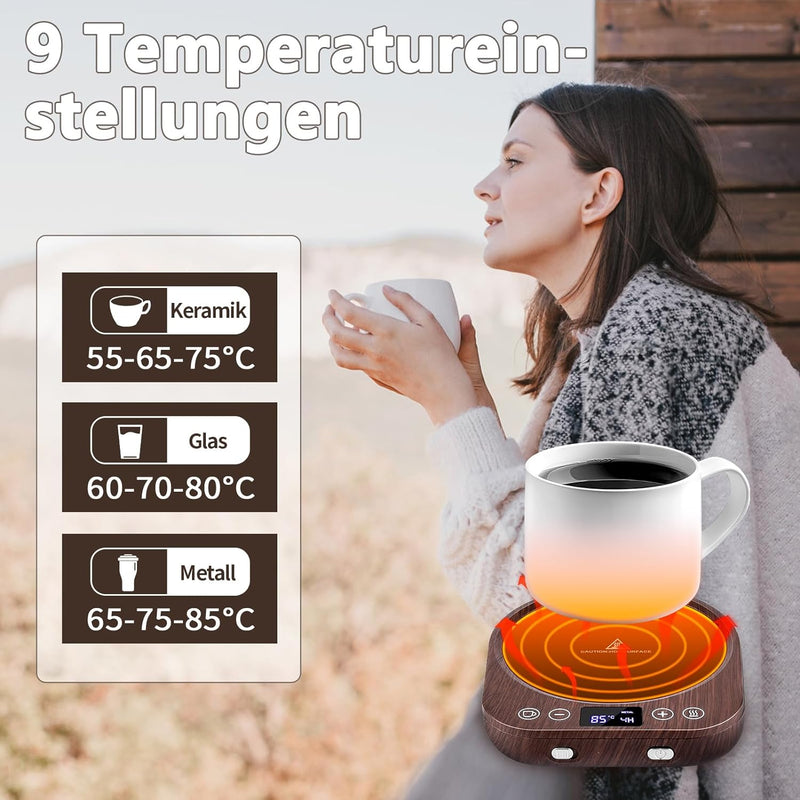 Elektrischer Kaffeewärmer,Aufgerüstet Tassenwärmer,Elektrischer Getränkewärmer mit 9 Temperatureinst