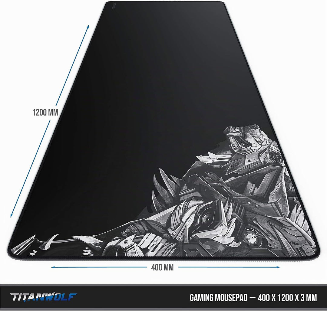 TITANWOLF - Übergrösse Mauspad Gaming Titanwolf 1200x400mm - XXXL Mousepad gross mit Motiv - Tischun