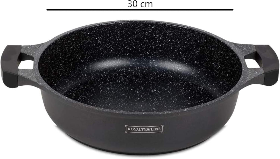 Royalty Line - RL-BR32M - Kochtopf Niedrig mit Glasdeckel, Antihaftbeschichteter, Induktionsgeeignet