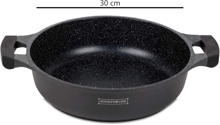 Royalty Line - RL-BR32M - Kochtopf Niedrig mit Glasdeckel, Antihaftbeschichteter, Induktionsgeeignet