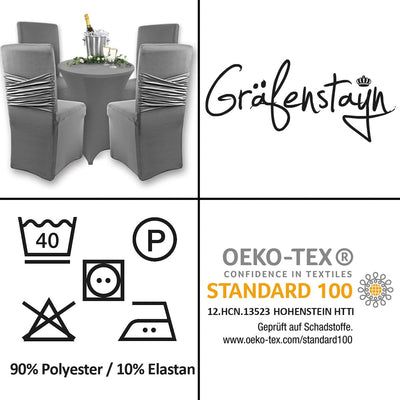 Gräfenstayn 4er-Set Stretch-Stuhlhusse Victoria - runde und eckige Stuhllehnen - VORTEILSPACKUNG - b